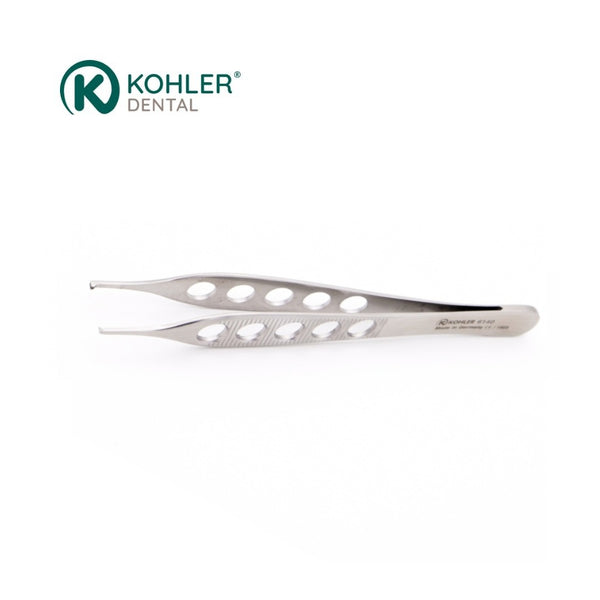 6140 – Pensă dreaptă Micro-Adson cu „cioc” (1x2 dinți), extra fină, 12 cm – KOHLER Dental image 0