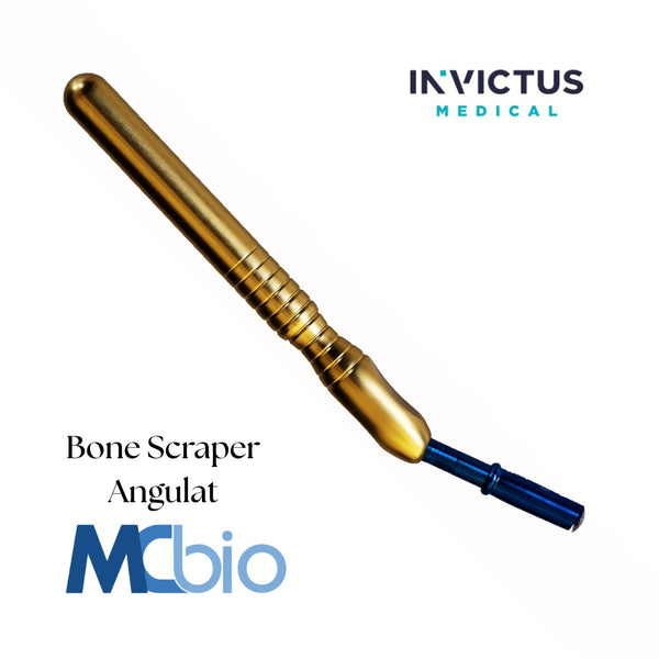 Bone Scraper Angulat MC Bio Surgery cu Mâner Regular + Lame M (Ø6mm) / XL (Ø8mm) - Recoltare Os Autolog