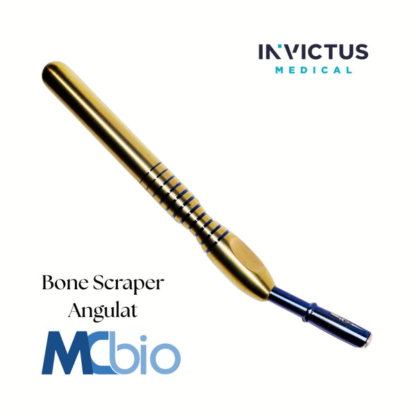 Bone Scraper Angulat MC Bio Surgery cu Mâner Ti + Lame M (Ø6mm) / XL (Ø8mm) - Recoltare Os Autolog