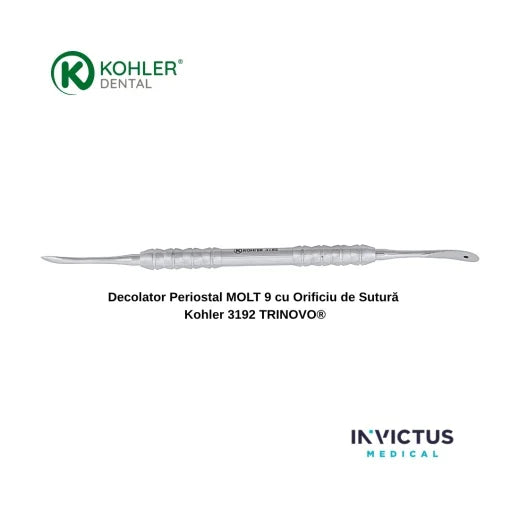 3192 - Decolator periostal MOLT 9 cu orificiu pentru fir de sutură – design TRINOVO®, Kohler Dental