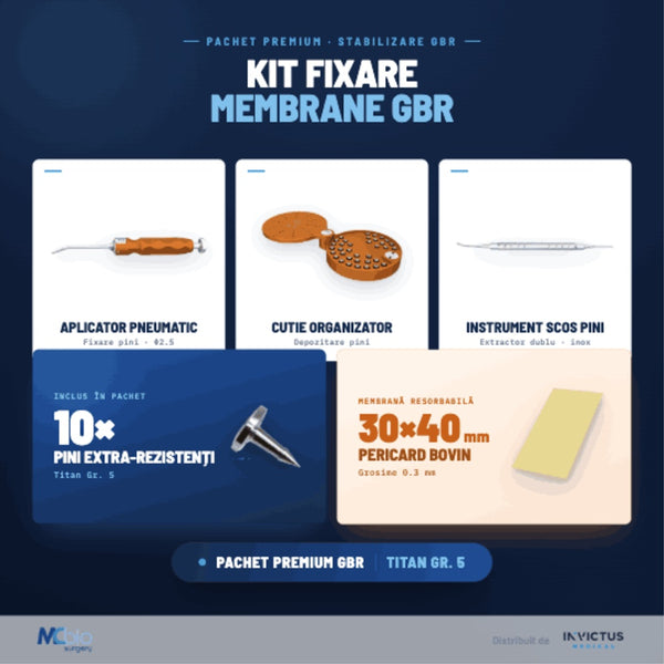 Kit Fixare Membrane GBR: Aplicator Fast Tack, Pini Extra-Rezistenți și Membrană Pericard (30x40)