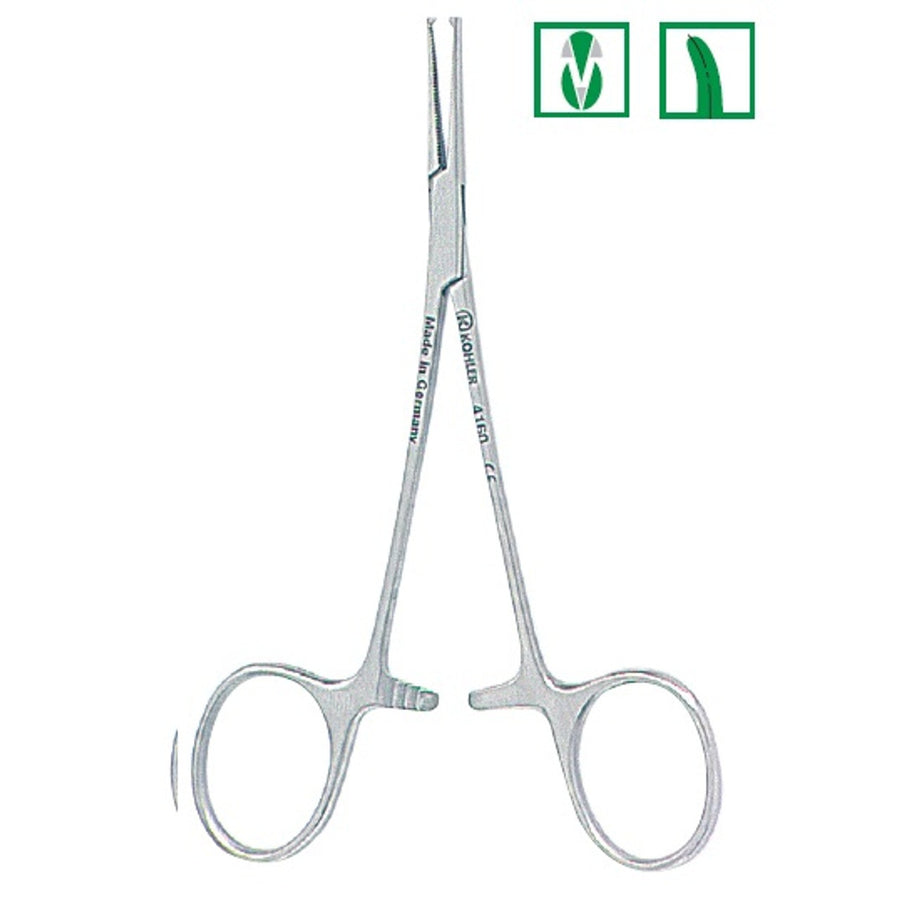 4161 - Pensă hemostatică micro Halstead-Mosquito curbată cu 1 x 2 dinți - KOHLER - imaginea 2
