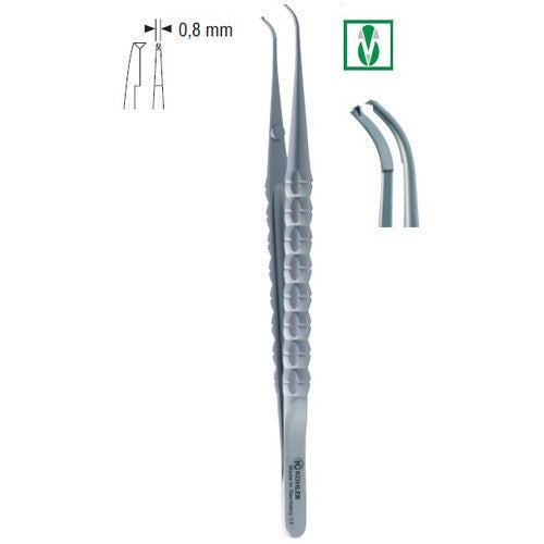 7688 – Micro-pensă cu cioc, curbată, 0,8 mm, lungime 15 cm – KOHLER Dental - imaginea 2