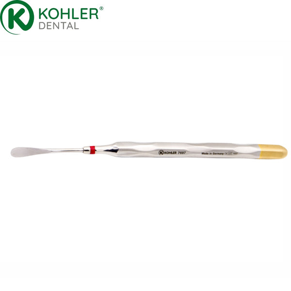 7697 - Decolator periostal (raspator) cu mâner tubular și finisaj aurit KOHLER Dental, 17,5 cm / 6,4 mm