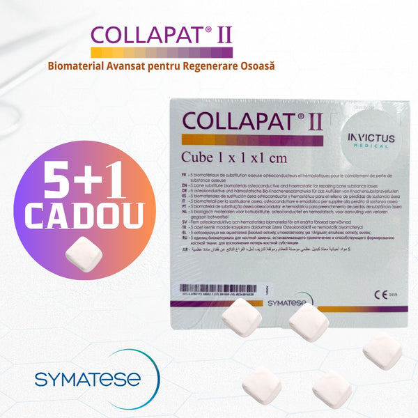 5+1 Cadou - COLLAPAT® II – substitut osos hemostatic resorbabil cu colagen și hidroxiapatită, pentru chirurgie orală și implantologie,(1x1x1 cm) image 0