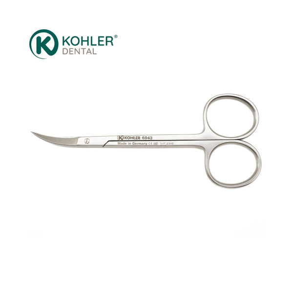 6943 - Foarfecă chirurgicală IRIS pentru țesut și mucoasă, formă de seceră, 11,5 cm – Kohler Dental image 0